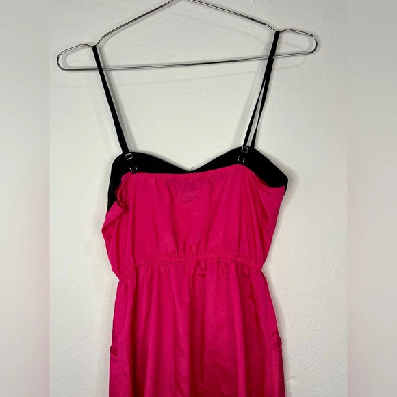 Delirious Pink with Black Trim Midi Dress Adjustable Straps and Pockets Size Sm - Picture 6 of 6